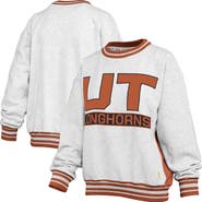 PRESSBOX Women's Pressbox Heather Gray/Texas Orange Texas Longhorns Endzone Crewneck Sweatshirt