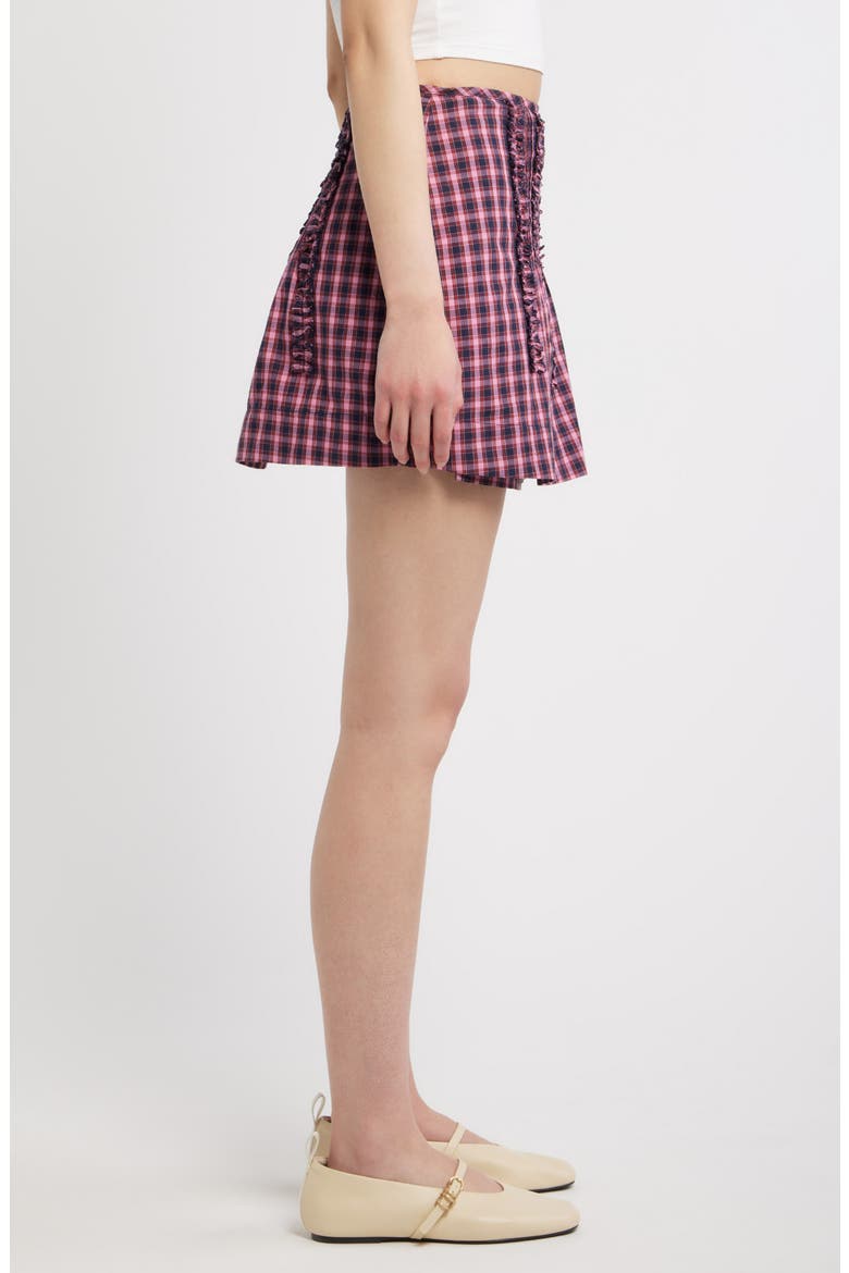 Glinda Checked Ruffled Miniskirt, Alternate, color, MAGENTA