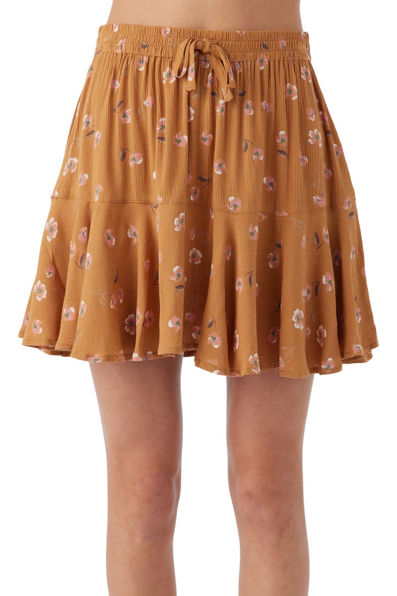 Kids' Mattie Floral Print Skirt, Alternate, color, BROWN SUGAR