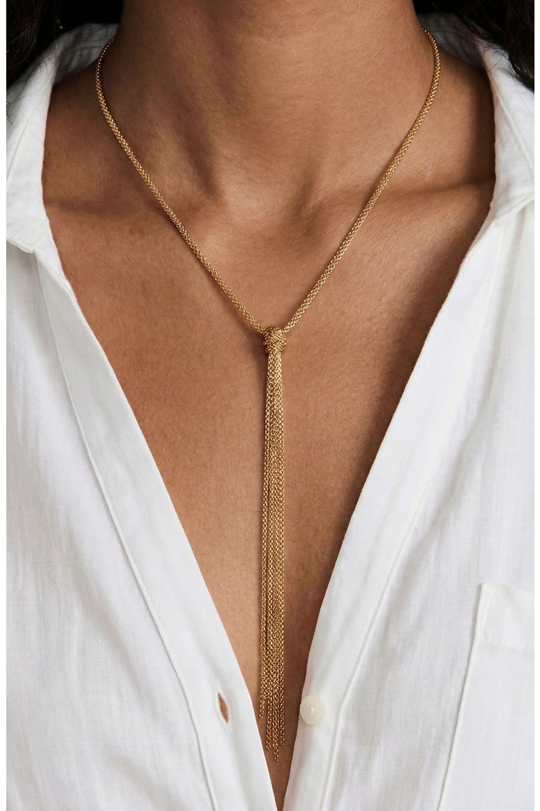 18K Gold Plated Box Chain Y-Necklace, Alternate, color, GOLD