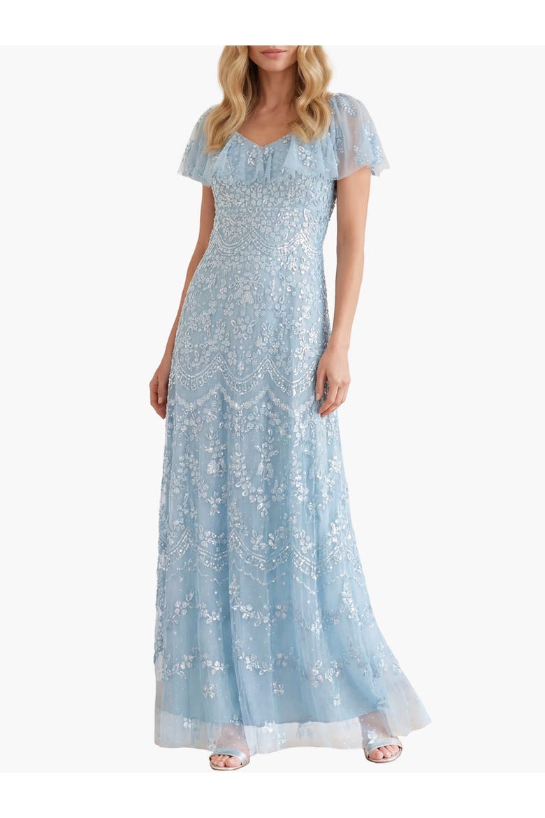 Freya V-Neck Gown, Main, color, Aqua