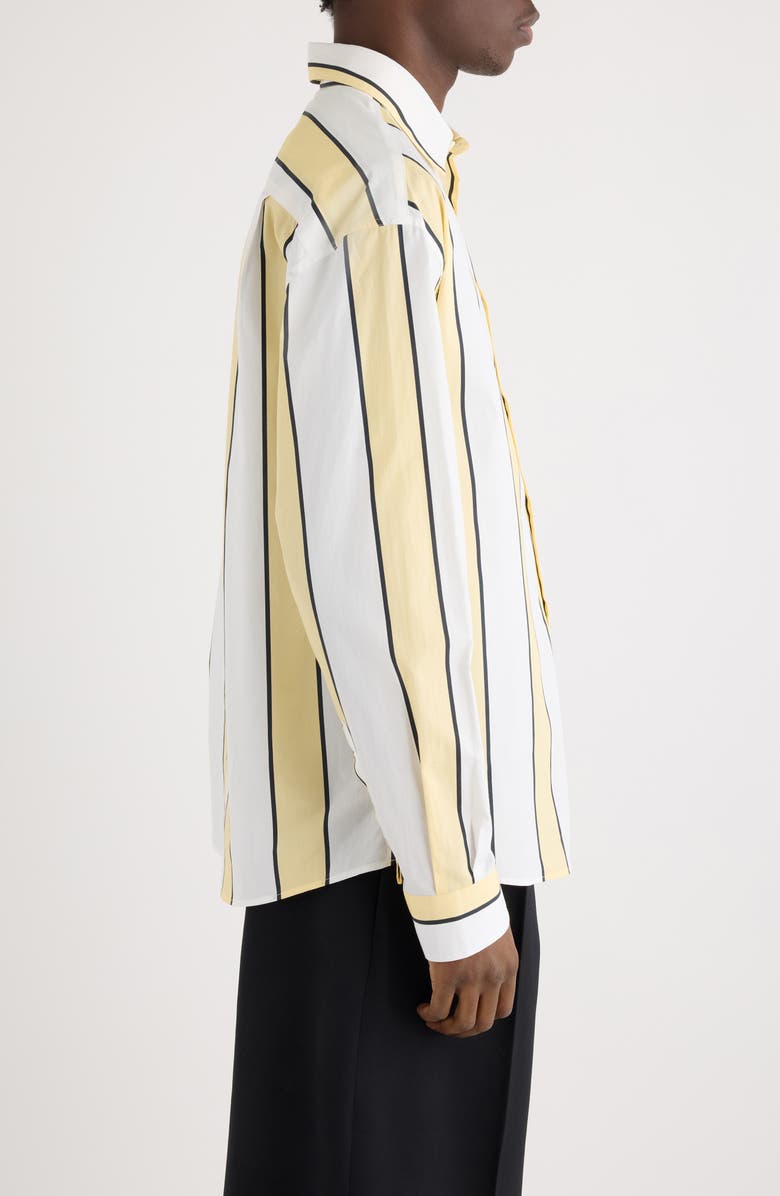 Jacquemus La Chemise Simon Stripe Button-Up Shirt, Alternate, color, Print Stripes White / Yellow