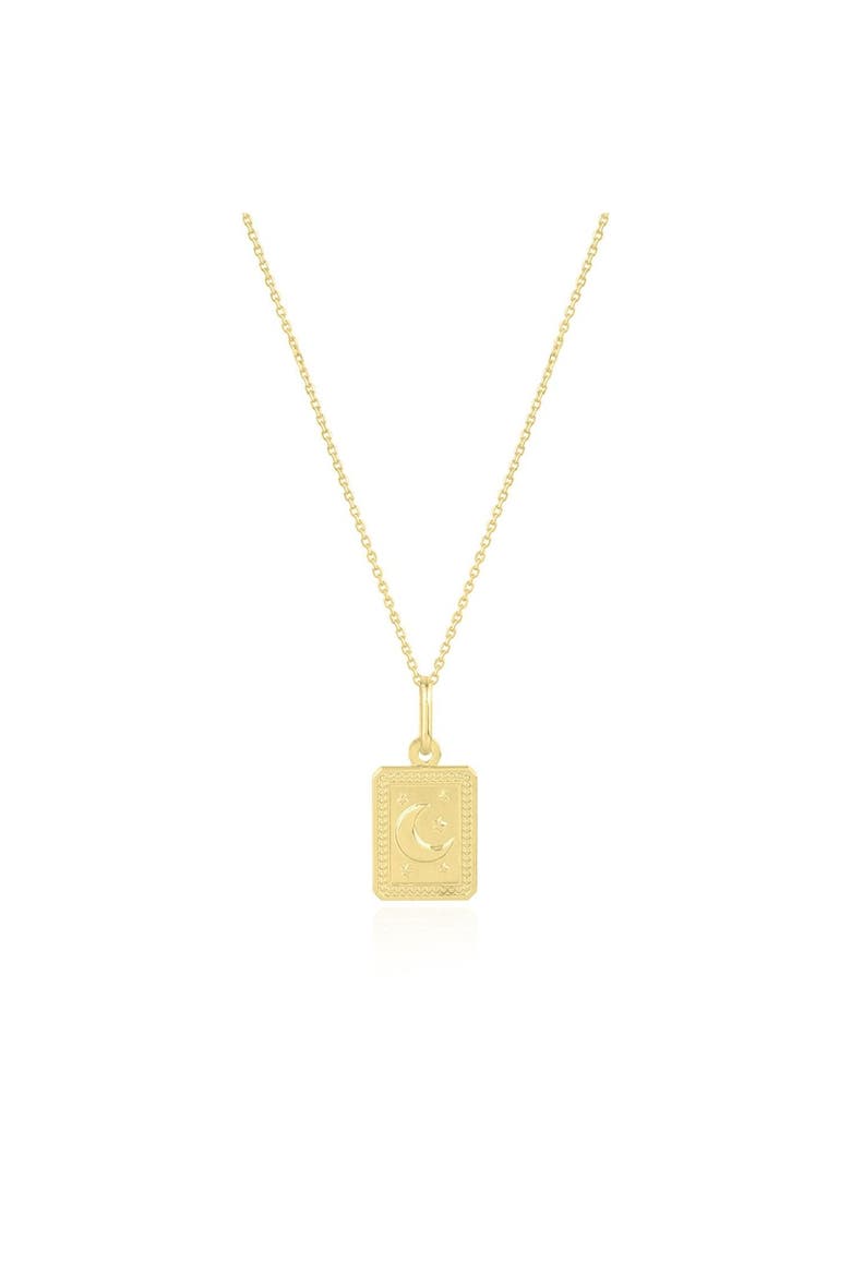 Gold Moon Tag Necklace, Main, color, Yellow Gold