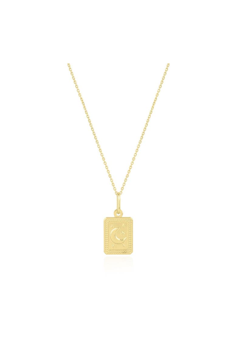 The Lovery Fine Jewelry Gold Moon Tag Necklace, Main, color, Yellow Gold