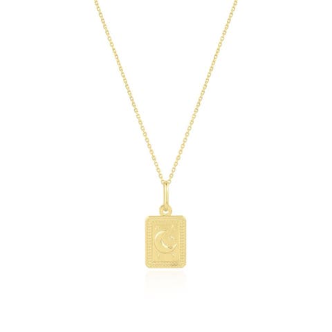 Gold Moon Tag Necklace