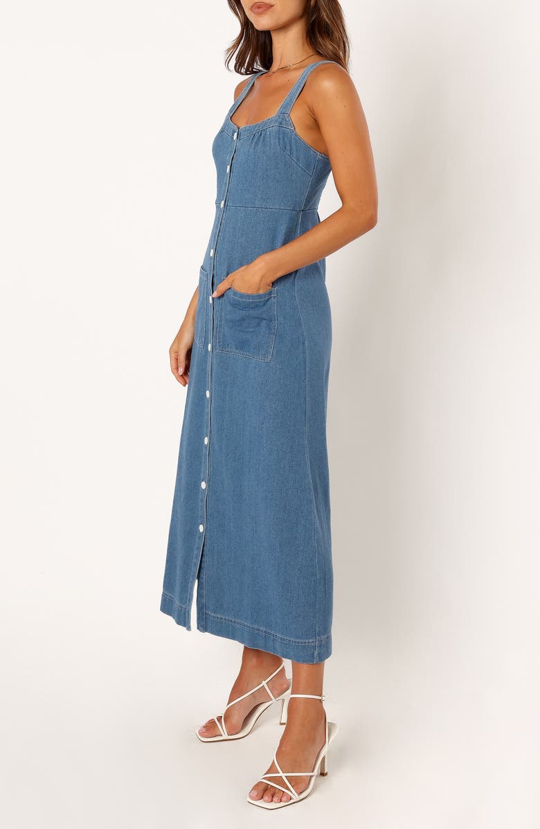 Petal & Pup Bettie Denim Midi Dress, Alternate, color, Mid Blue Denim
