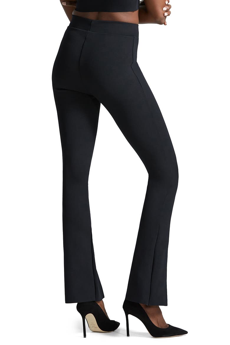 Neoprene Split Front Pants, Alternate, color, BLACK