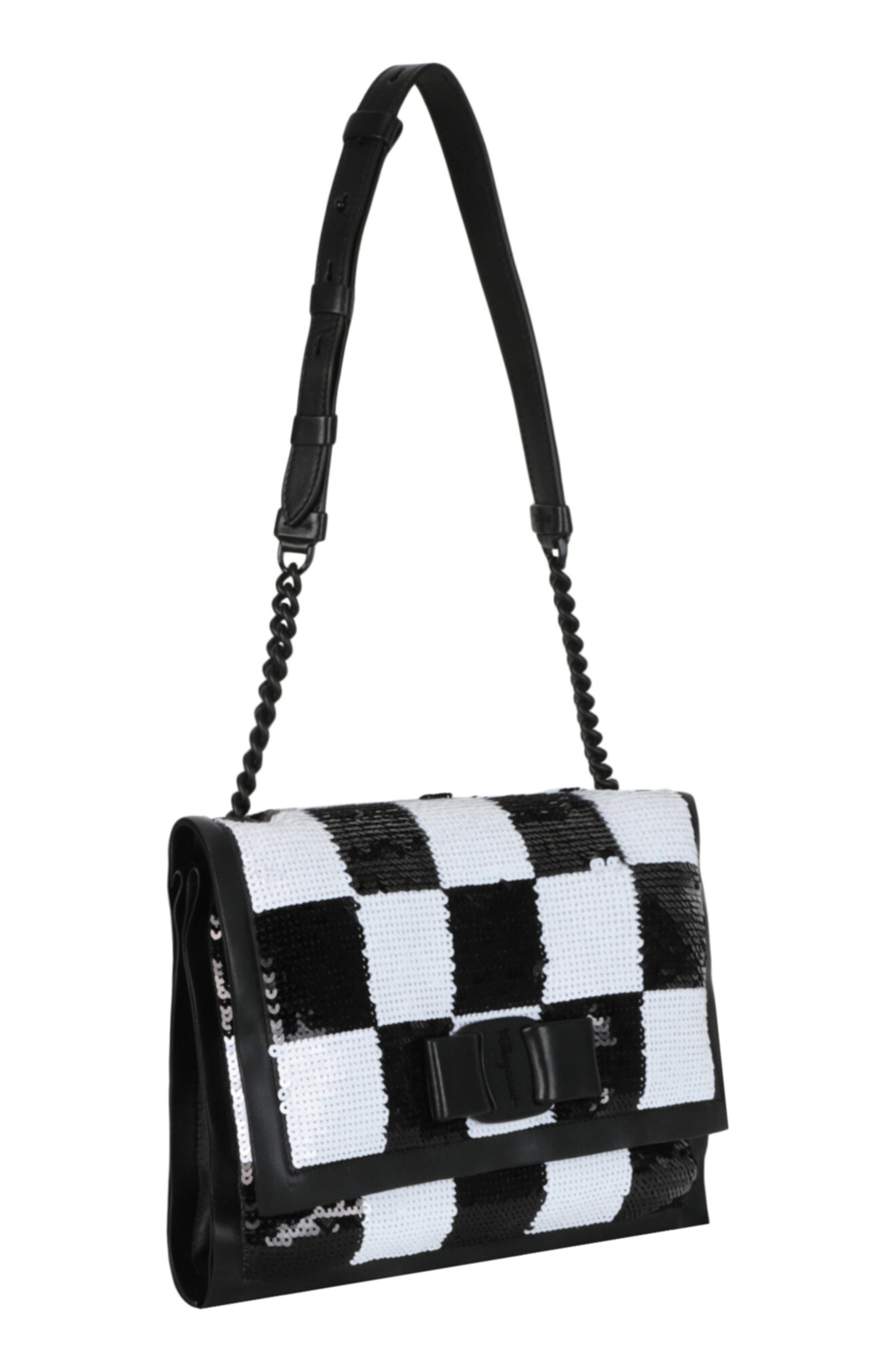 FERRAGAMO Checkered Sequin Shoulder Bag, Alternate, color, 