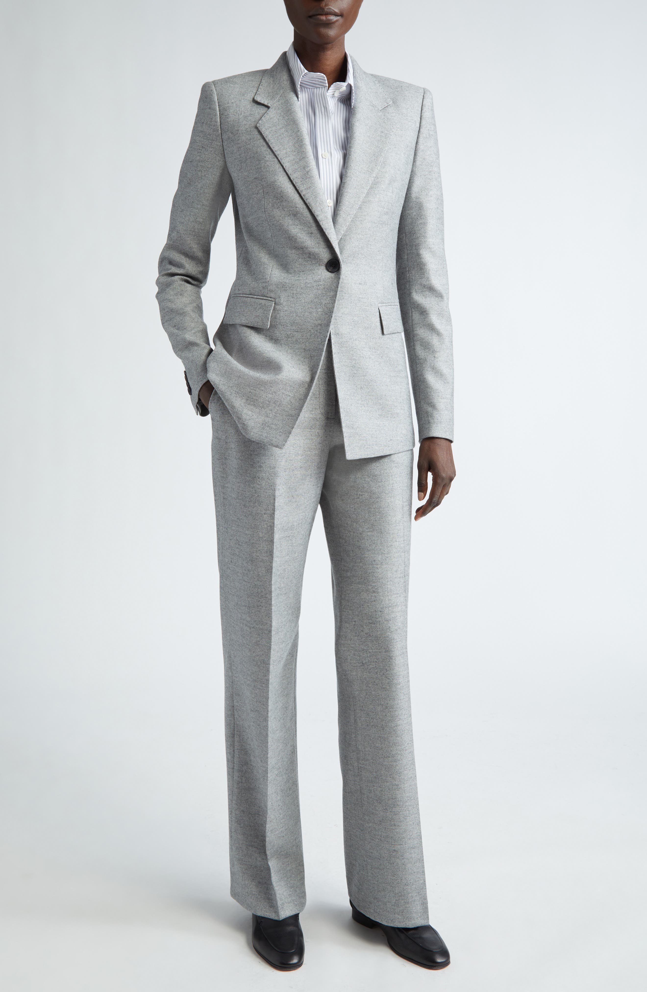 Notch Lapel Wool Blend Blazer - image 2