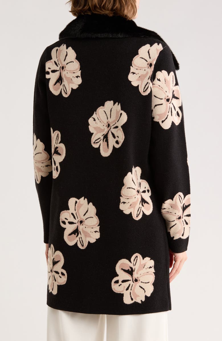 BY DESIGN Vancouver Faux Fur Trim Cardigan, Alternate, color, Black/ Tapioca