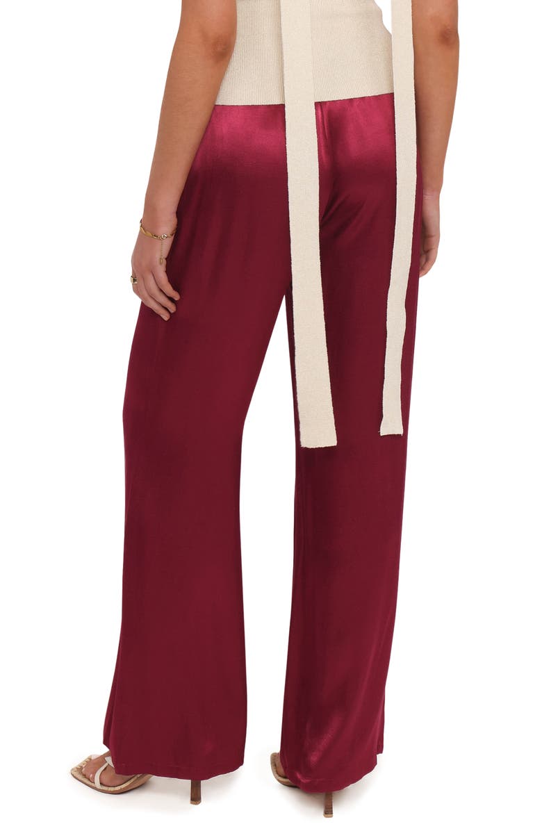 Petal & Pup Carissa Wide Leg Satin Pants, Alternate, color, Berry