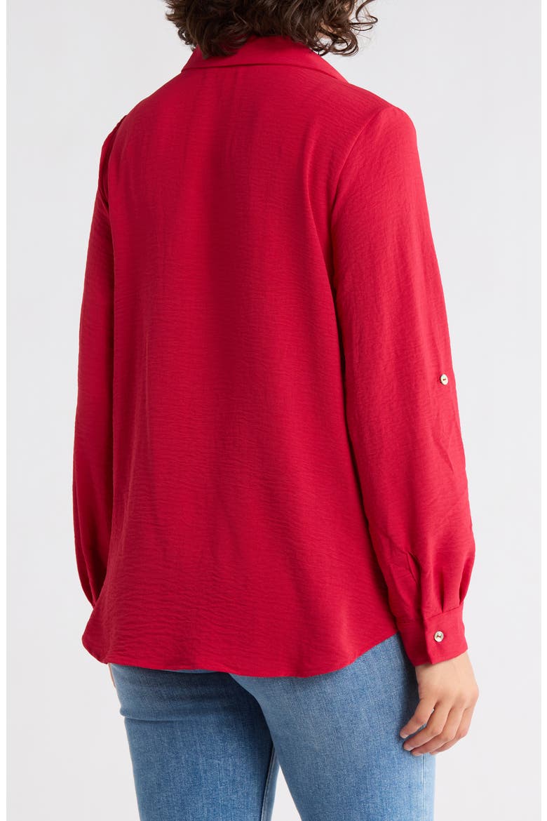 Surplice Long Sleeve Wrap Top, Alternate, color, RED