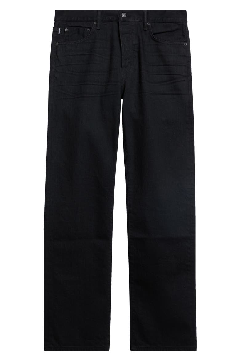 '50s Straight Fit Selvedge Denim Jeans, Main, color, NAB WASHED BLACK