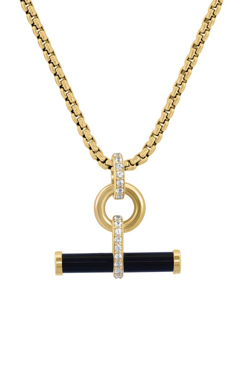 EFFY Onyx & White Sapphire Pendant Necklace, Main, color, 