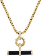 EFFY Onyx & White Sapphire Pendant Necklace