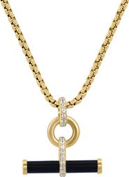 EFFY Onyx & White Sapphire Pendant Necklace