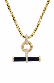 EFFY Onyx & White Sapphire Pendant Necklace