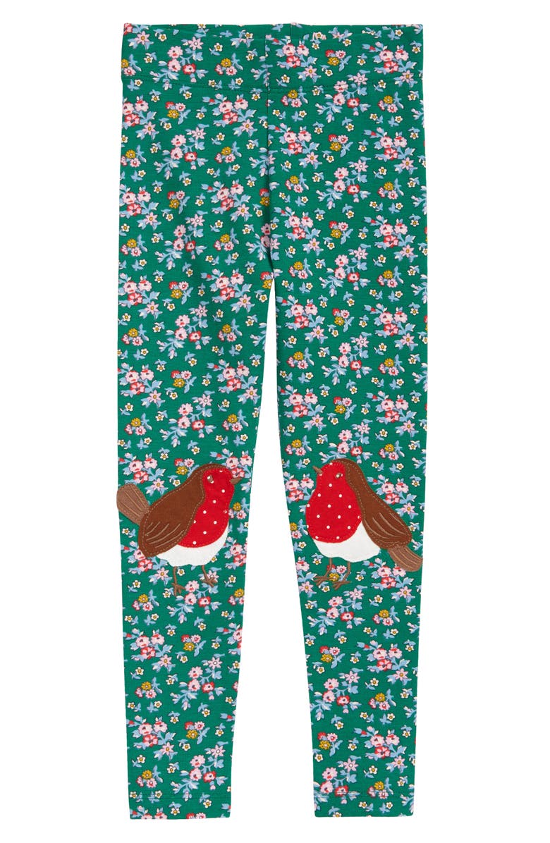 Mini Boden Kids' Floral Robin Applique Leggings, Main, color, 