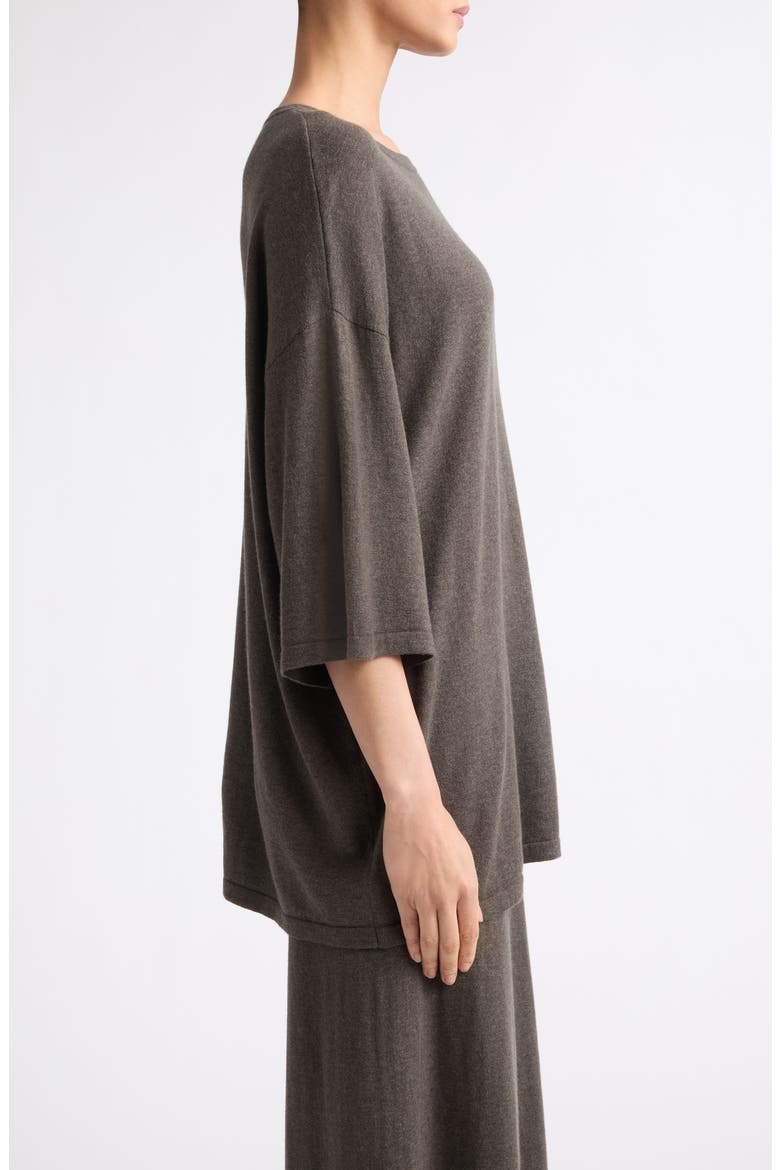 Agnette Oversize Cotton & Cashmere Sweater, Alternate, color, DEEP WALNUT
