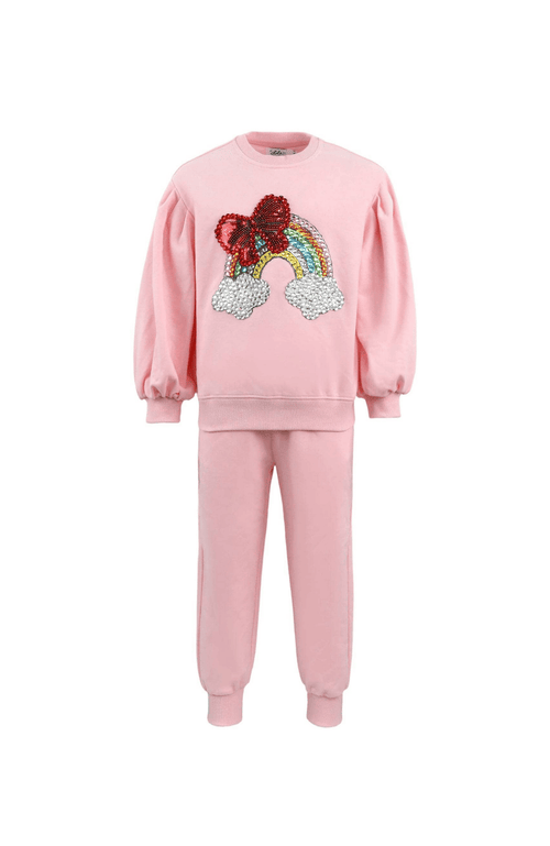 Lola + The Boys Bow Rainbow Gems Set In Pink