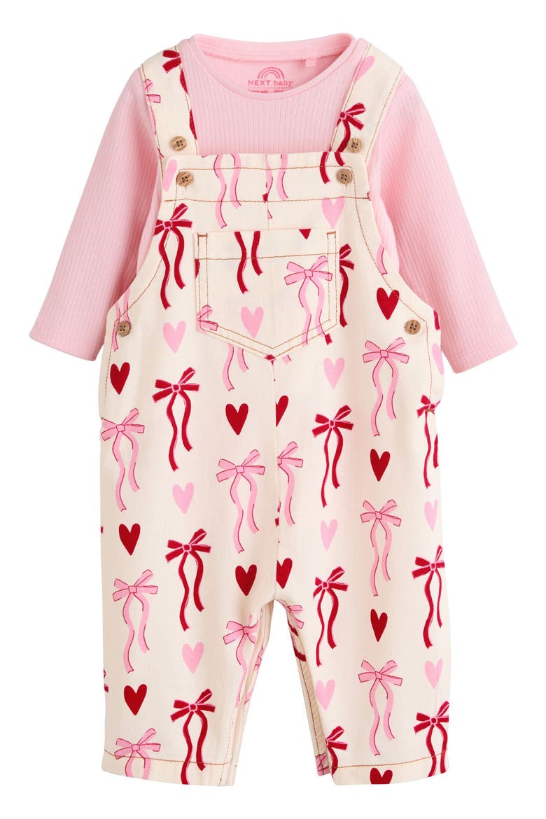 Kids' Bow Overalls & Bodysuit Set, Main, color, WHITE