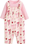 NEXT Kids' Bow Overalls & Bodysuit Set