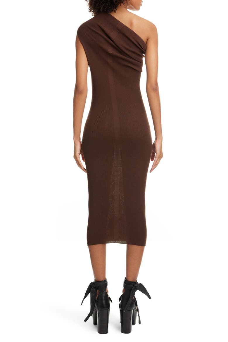 Rib One-Shoulder Midi Sweater Dress, Alternate, color, BRONZE