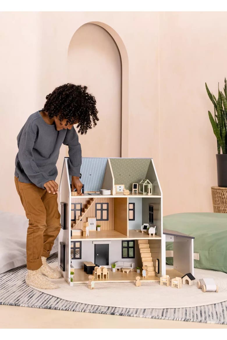 Wooden Doll House, Alternate, color, Multicolor