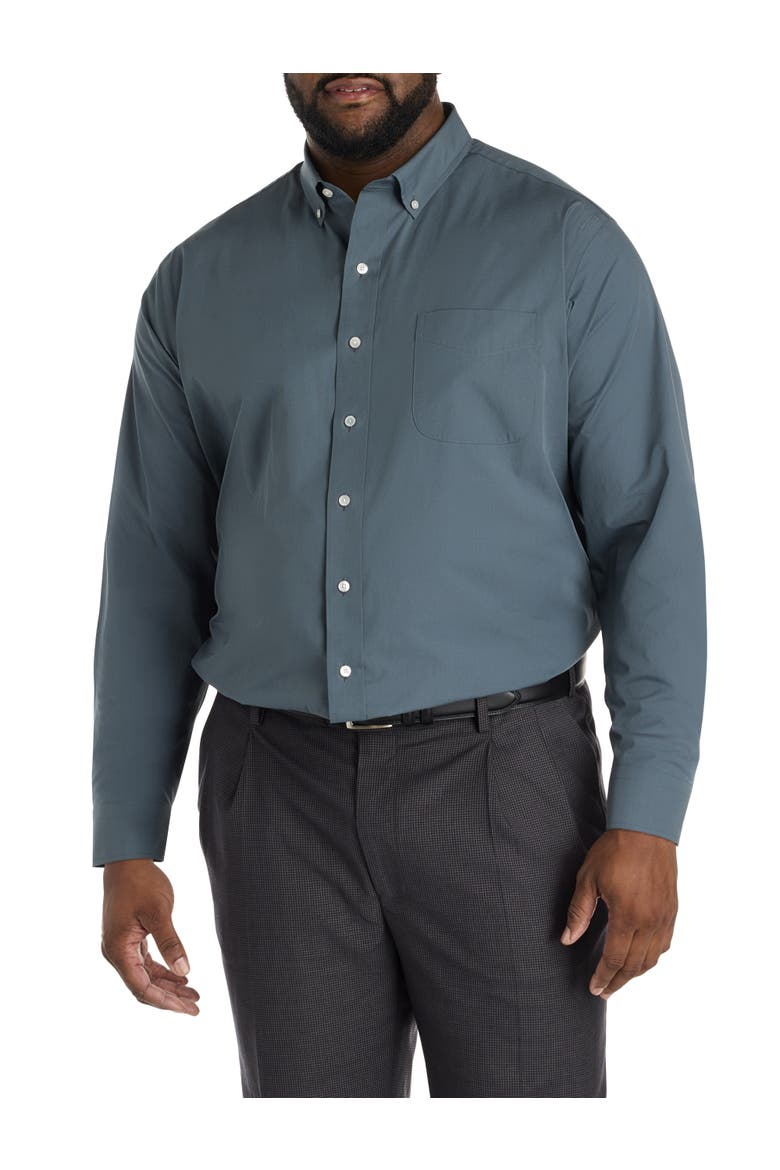 Big & Tall  Solid Tech Sport Shirt, Main, color, DARK SLATE