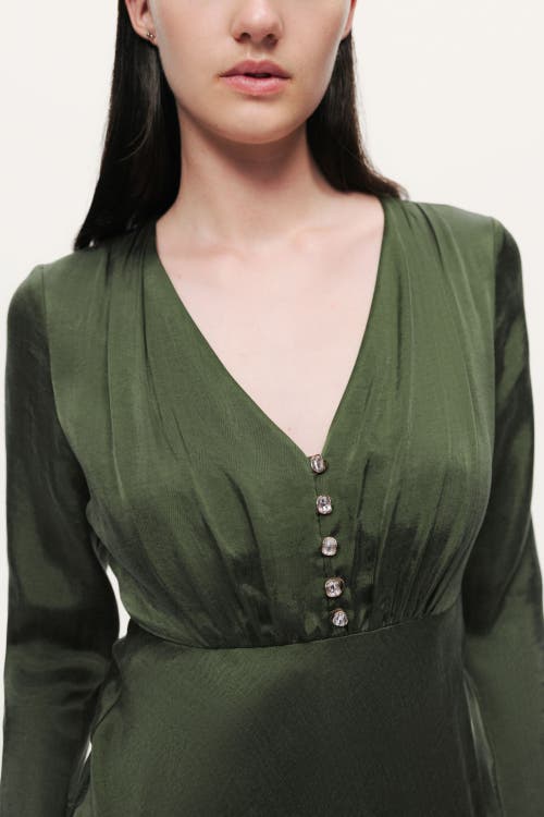 Nocturne Crystal-button V-neck Maxi Dress In Green