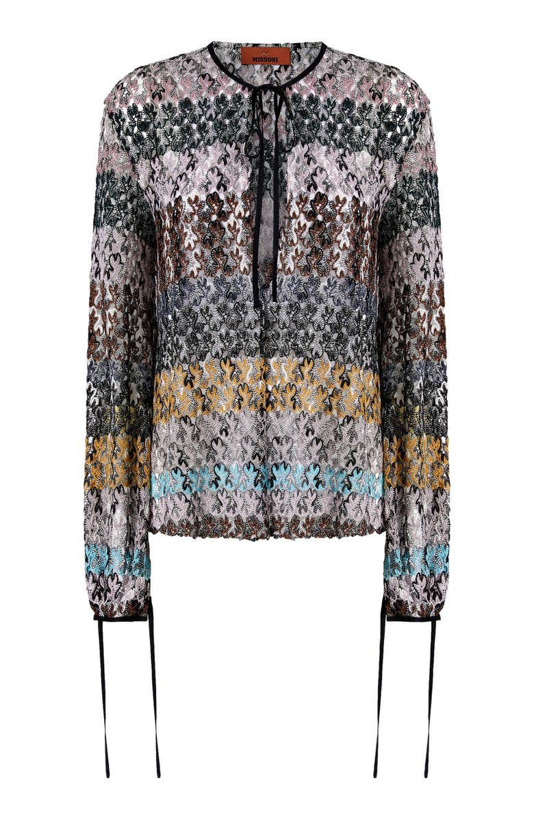 Missoni Crew Neck Blouse In Embroidered Lace, Alternate, color, Multicoloured