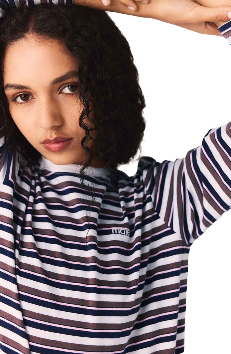 maje Striped T-shirt, Alternate, color, Brown/Pink