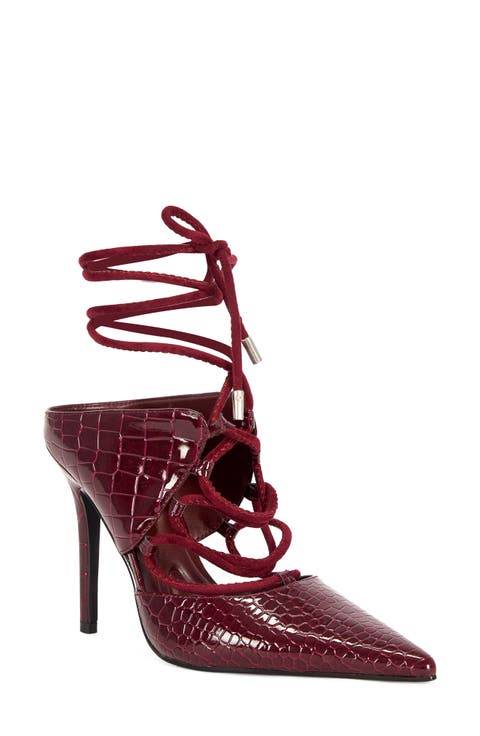 Ramona Croc Embossed Lace-Up Pump