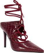 AZALEA WANG Ramona Croc Embossed Lace-Up Pump