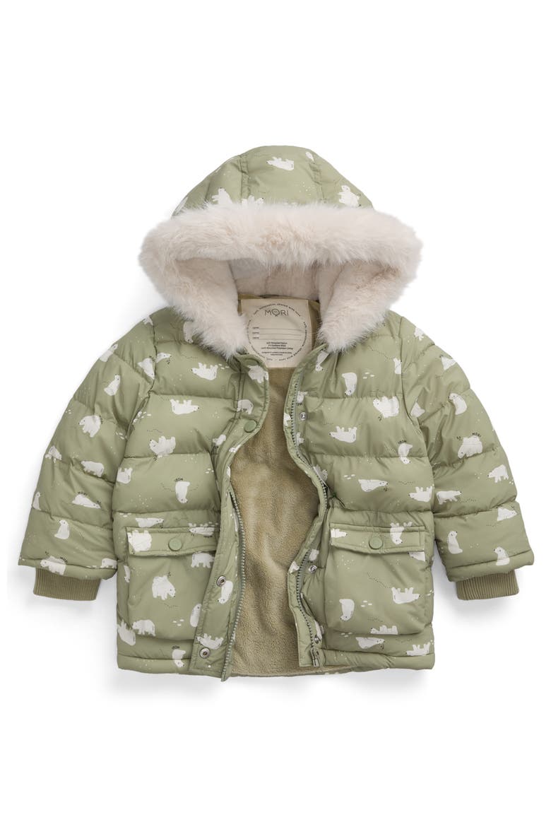Polar Bear Quilted Jacket, Alternate, color, Tea & Polar Bear