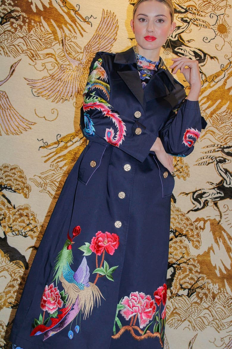 Phoenix Heritage Trench Coat, Alternate, color, Navy