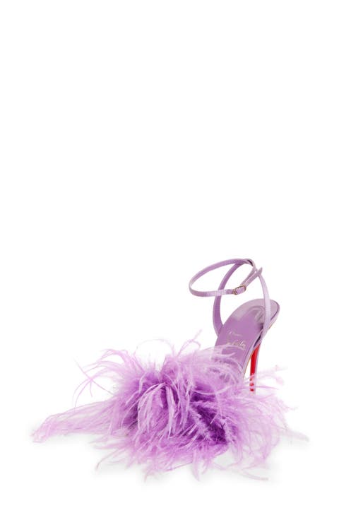 Miss Z Loubipoupi Feather Embellished Ankle Strap Sandal (Women)