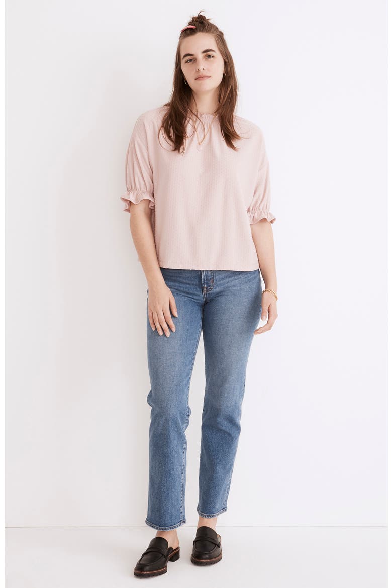 Texture & Thread Clip Dot Ruffle Top, Alternate, color, WISTERIA DOVE