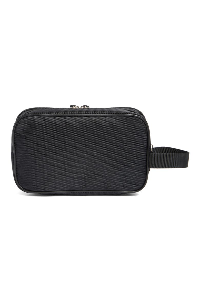 Nylon Double Zip Dopp Kit, Alternate, color, BLACK