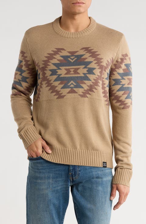 Geometric Jacquard Crewneck Sweater