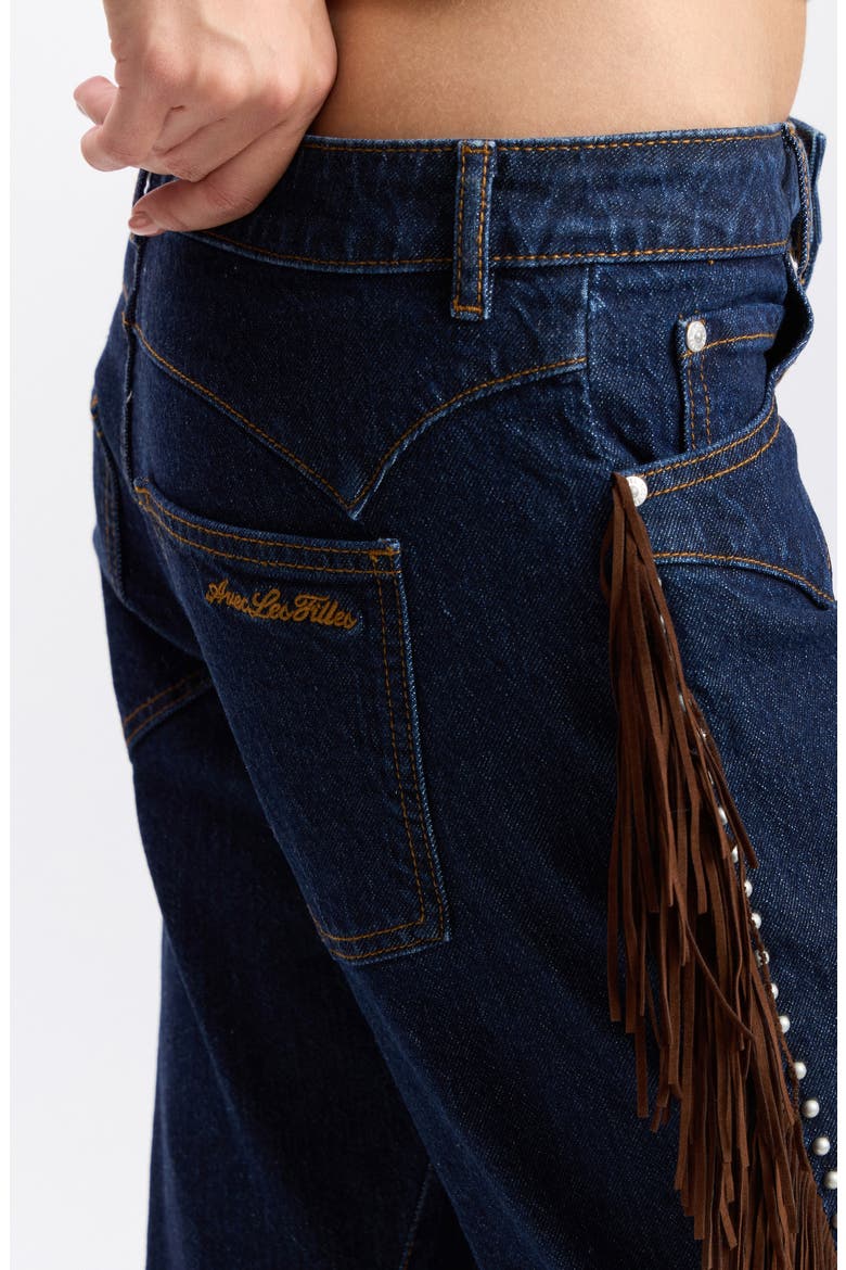 Fringe Low Rise Bootcut Jeans, Alternate, color, DARK INDIGO RINSE DE