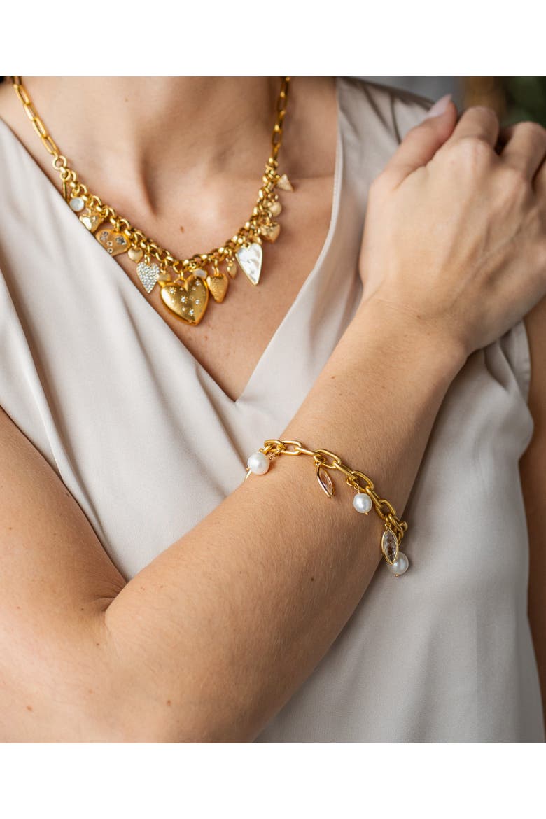 Marquise & Pearl Bracelet, Alternate, color, Gold