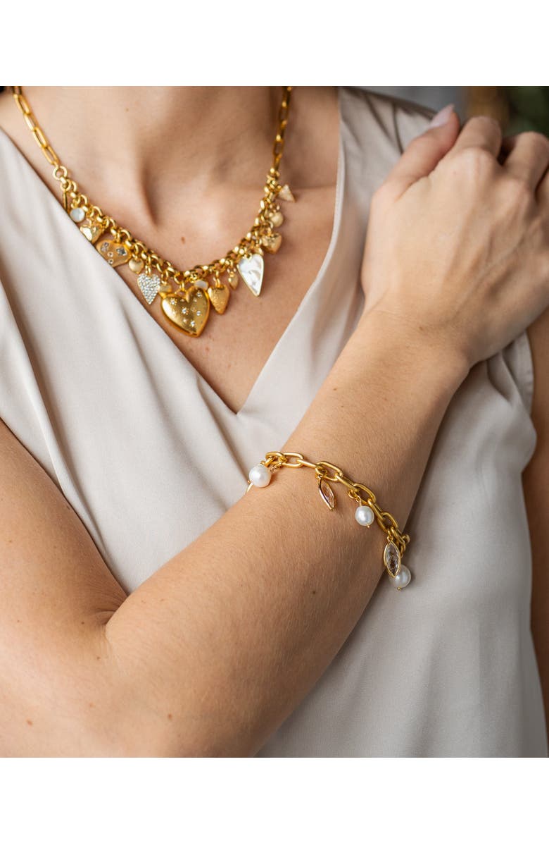 Loni Paul Jewelry Marquise & Pearl Bracelet, Alternate, color, Gold