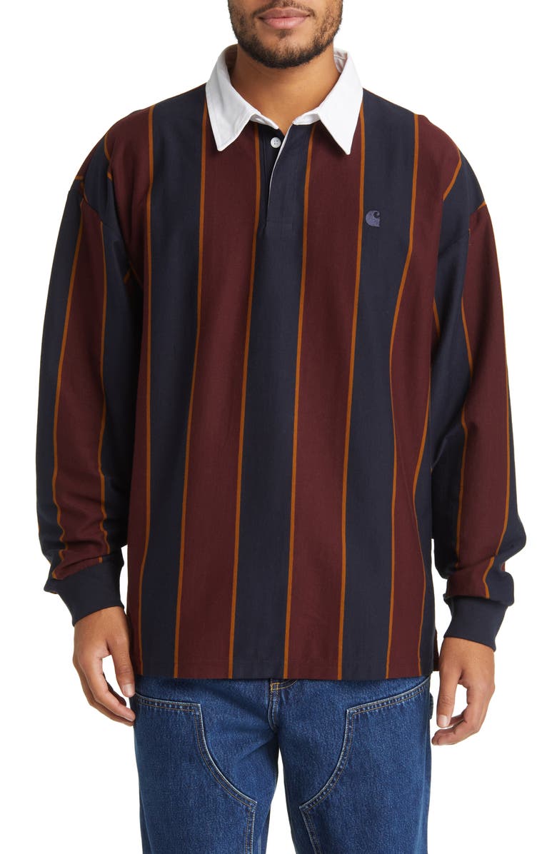 Carhartt Work In Progress Vertical Stripe Cotton Rugby Shirt, Main, color,