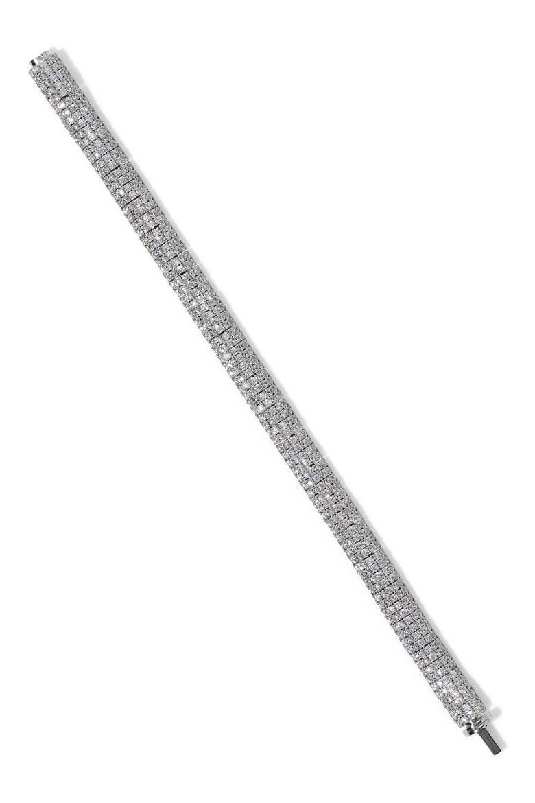 Crushed Pavé Dome Bracelet, Alternate, color, RHODIUM