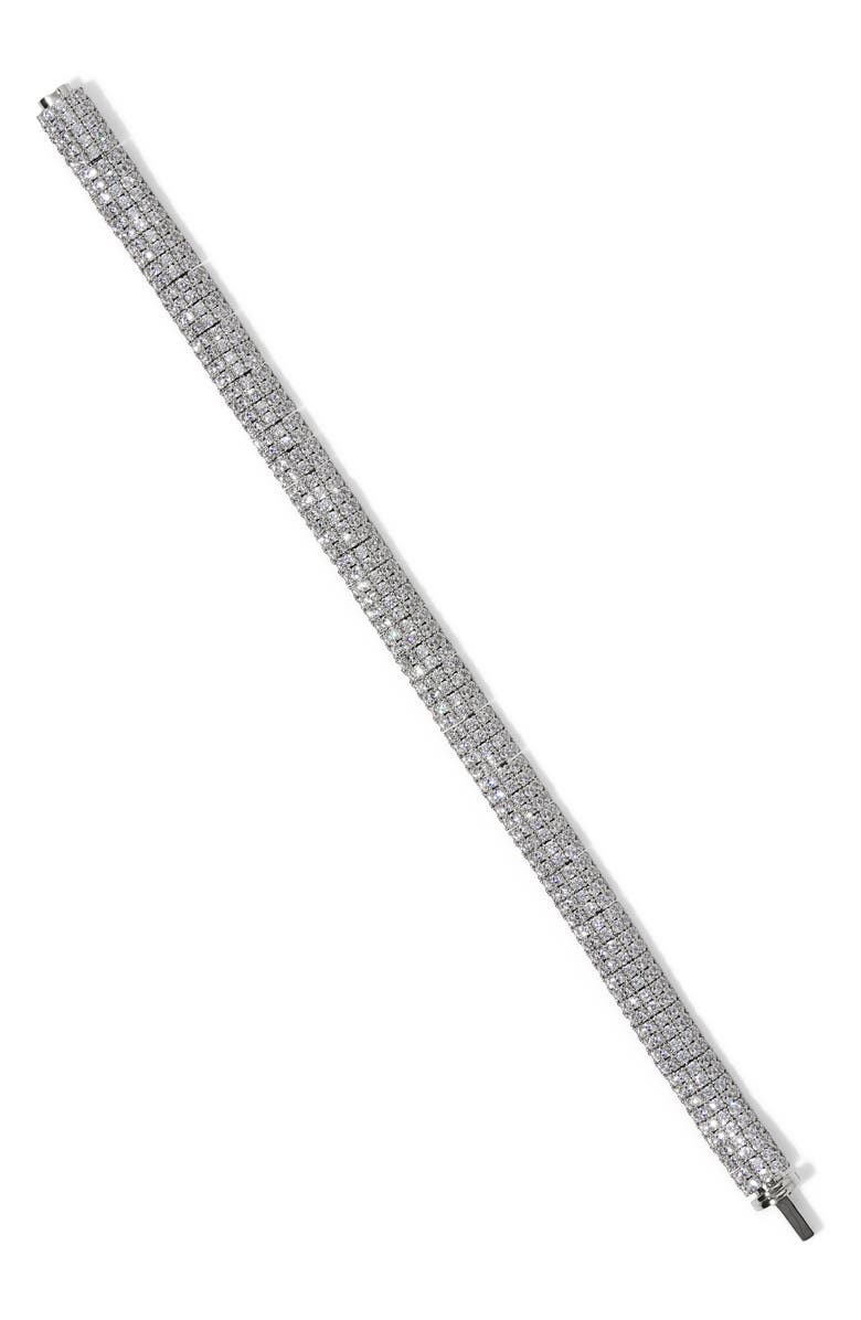 Nadri Crushed Pavé Dome Bracelet, Alternate, color, Rhodium