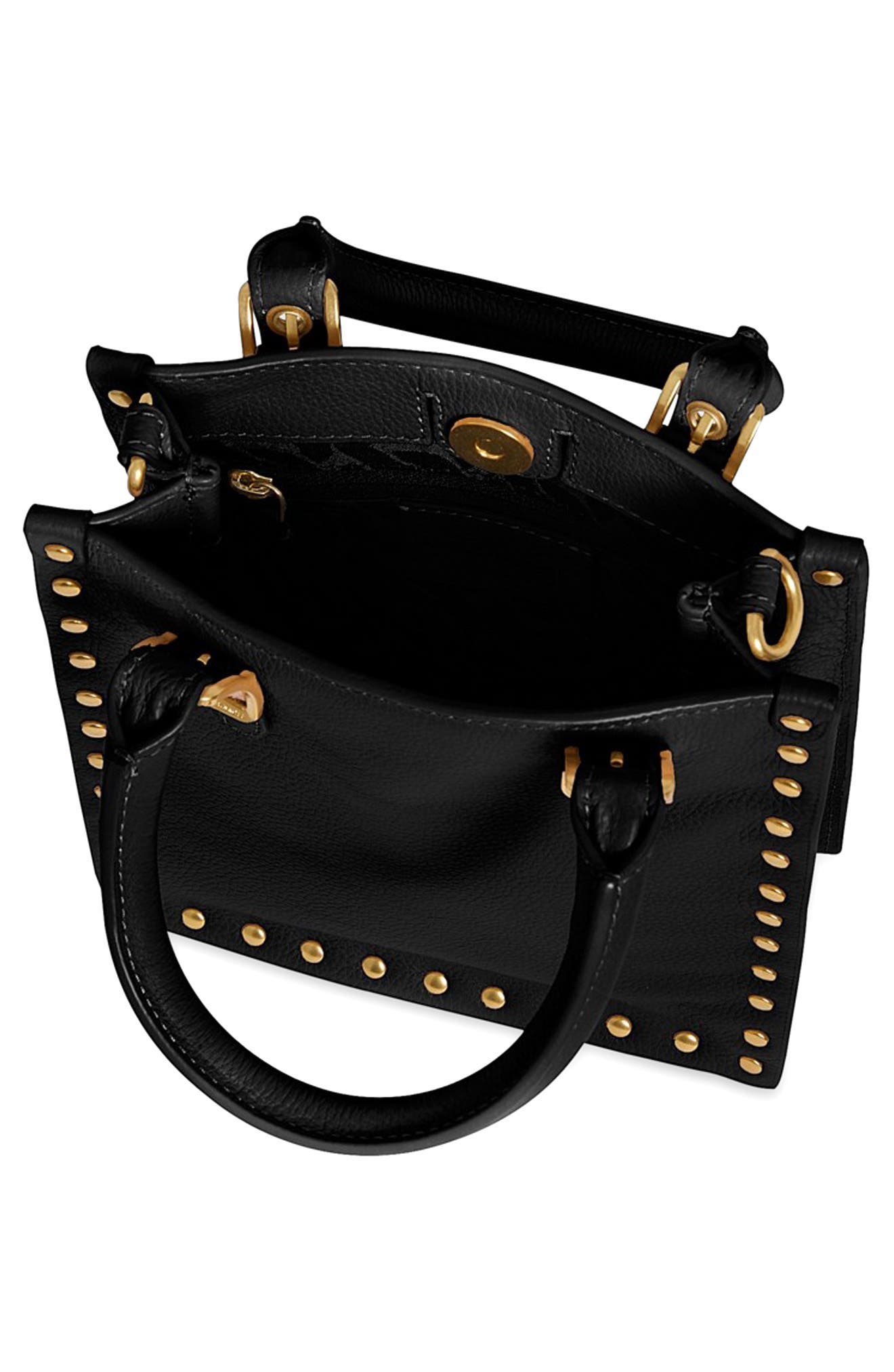 Rebecca Minkoff Mini Studded Leather Tote, Alternate, color, Black