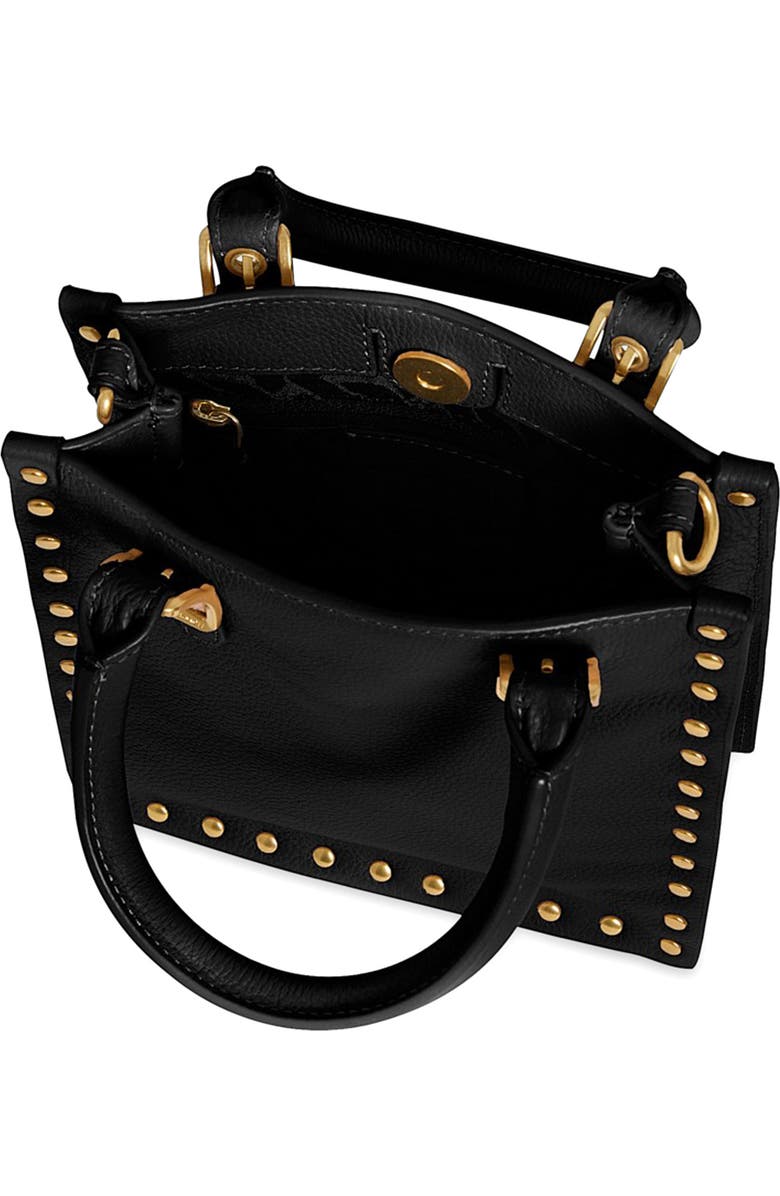 Rebecca Minkoff Mini Studded Leather Tote, Alternate, color, Black