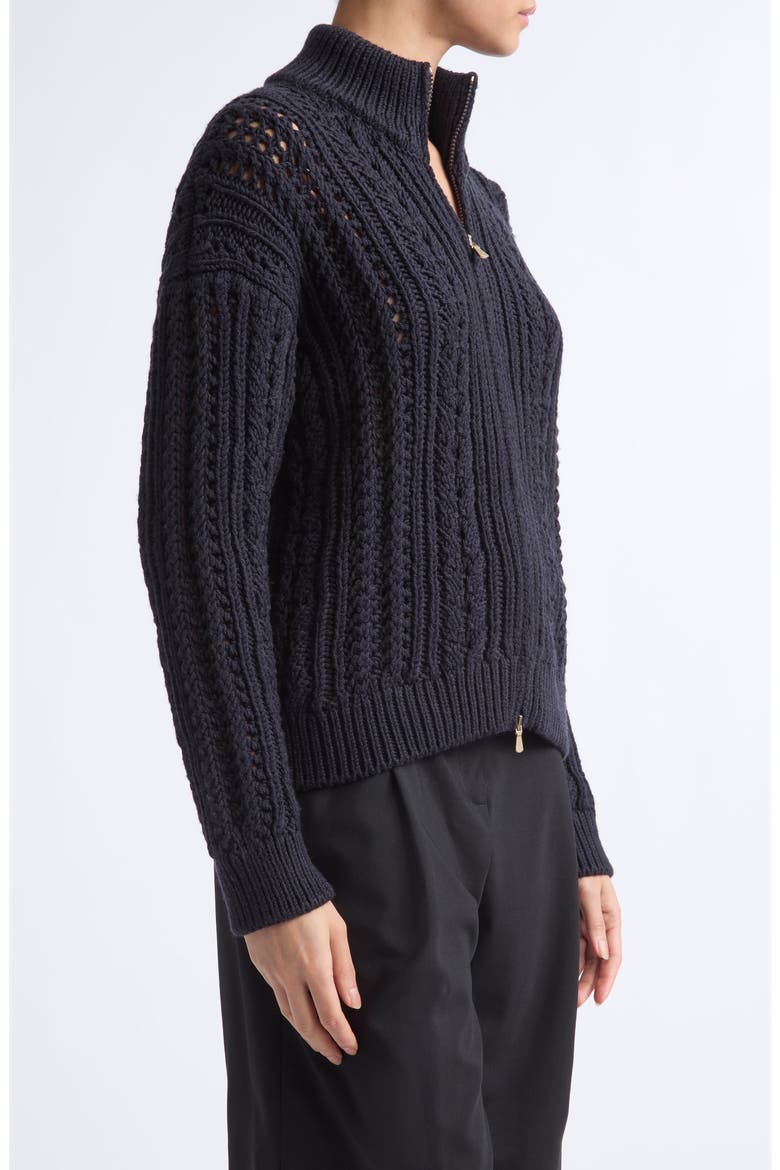 Wool Zip Cardigan, Alternate, color, 177 AMETHYST