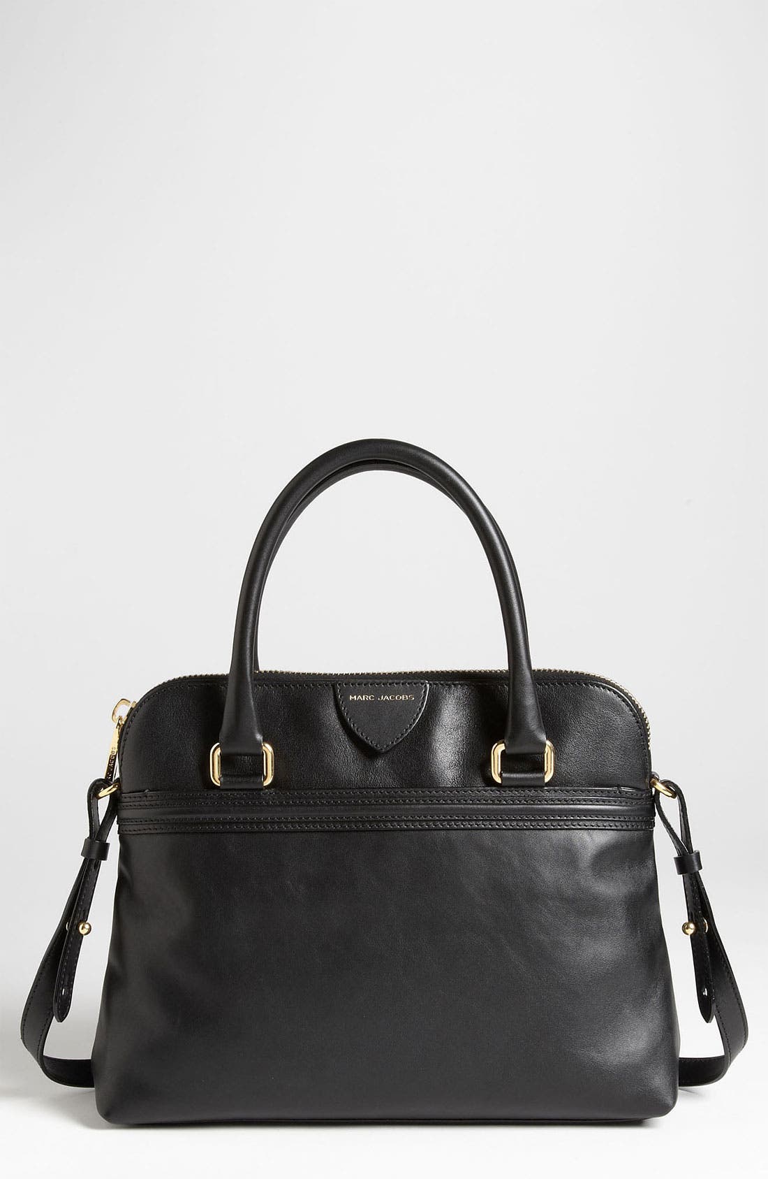 'Raleigh Preston' Leather Satchel, Main, color, BLACK